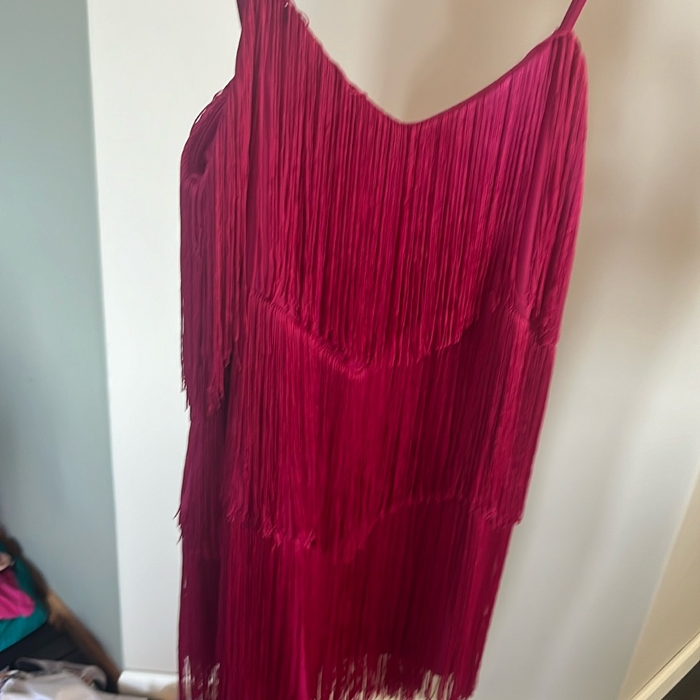 Fringe dress with strap